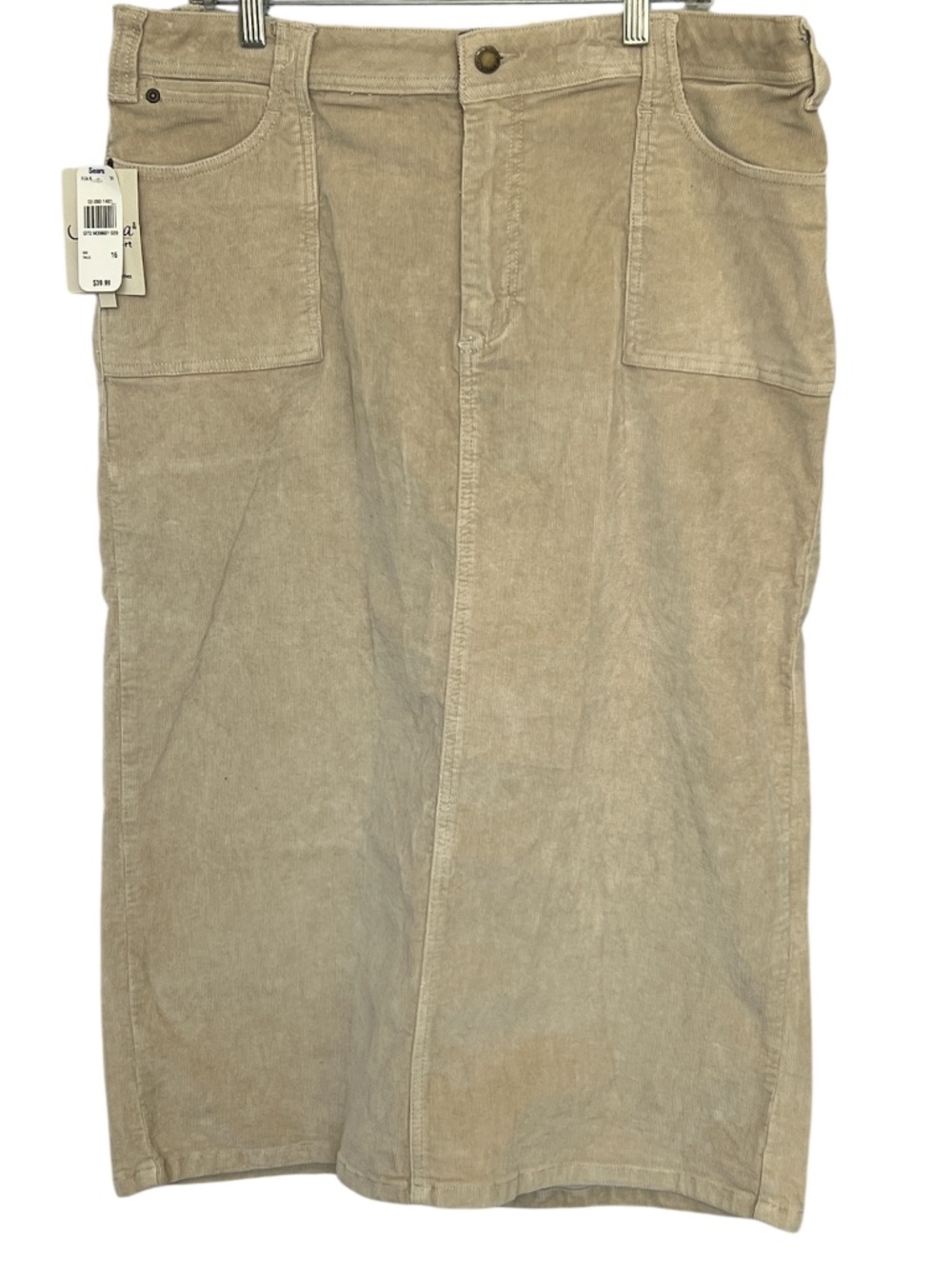 Jessica Sport Skirt Maxi Corduroy Beige Size 16 New With Tags Stretchy Straight